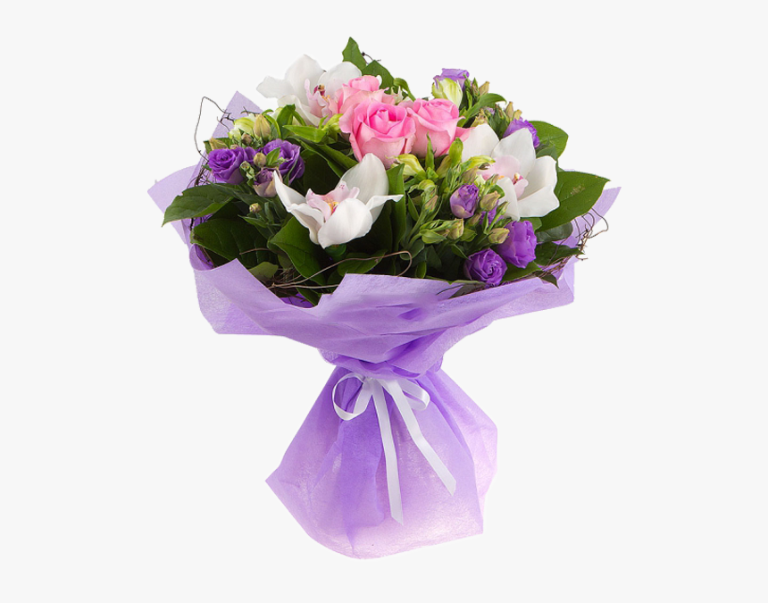 Bouquet Of Orchids And Lisianthus - Bouquet, HD Png Download