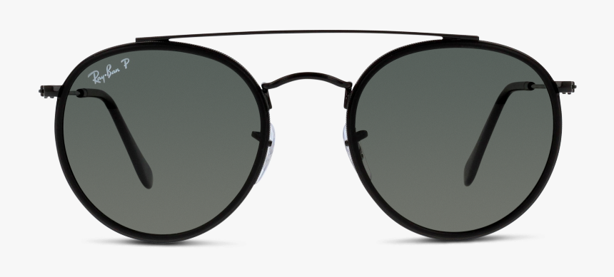 Rb3647n Round Double Bridge 2 Black 58 Green - Oculos De Sol Ray Ban Redondo Preto, HD Png Download