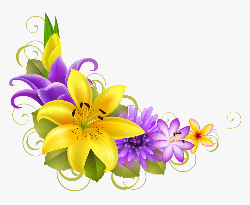 Corner Flower Design Png, Transparent Png