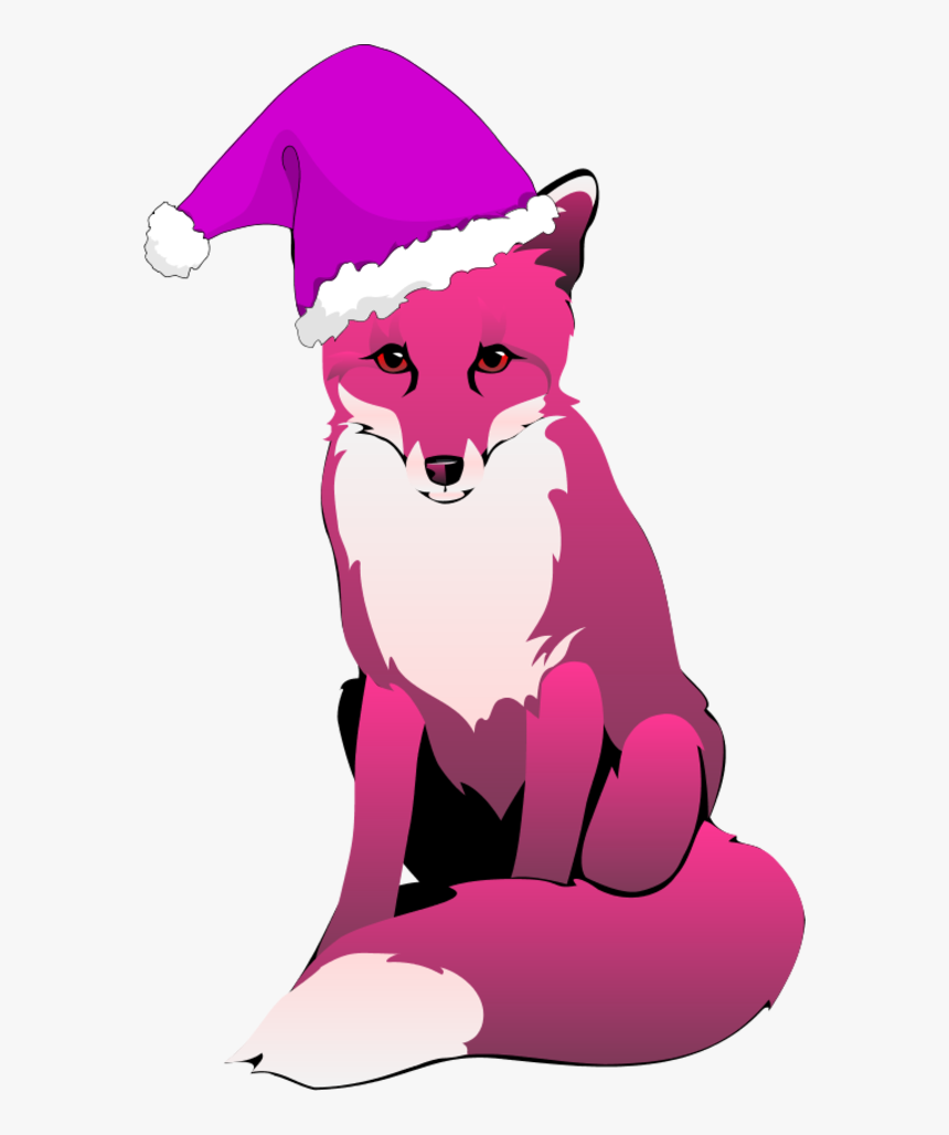 Fox Santa Hat Clipart - Transparent Background Fox Clipart, HD Png Download