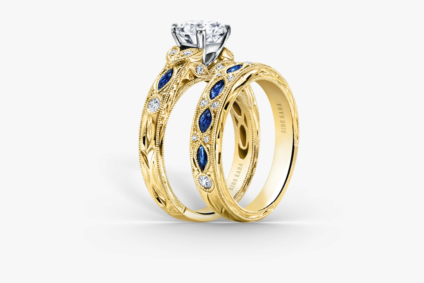 Dahlia 18k Yellow Gold Engagement Ring Cottage Hill Blue Diamond