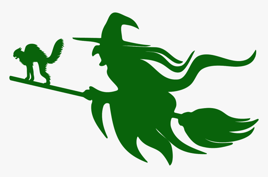 Witch Flying On A Broom Silhouette, HD Png Download