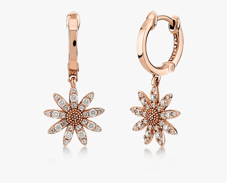 Kurshuni Jewellery Daisy Drop Hoops - Earring, HD Png Download
