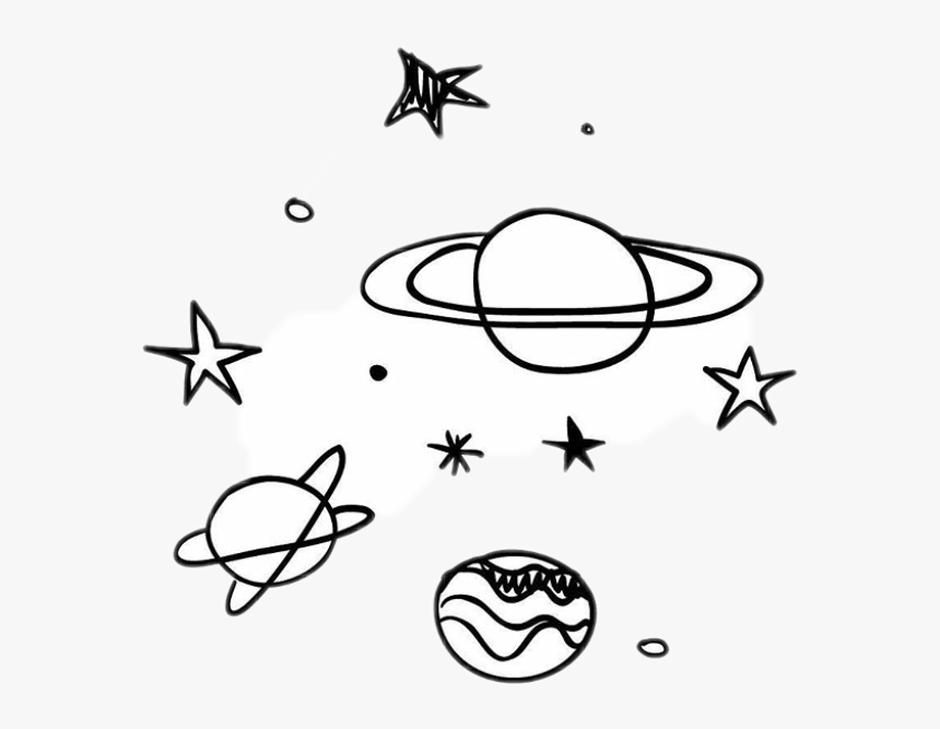 #black #stars #white #sky #galaxy #planet #planets - Stars And Planets Black And White, HD Png Download