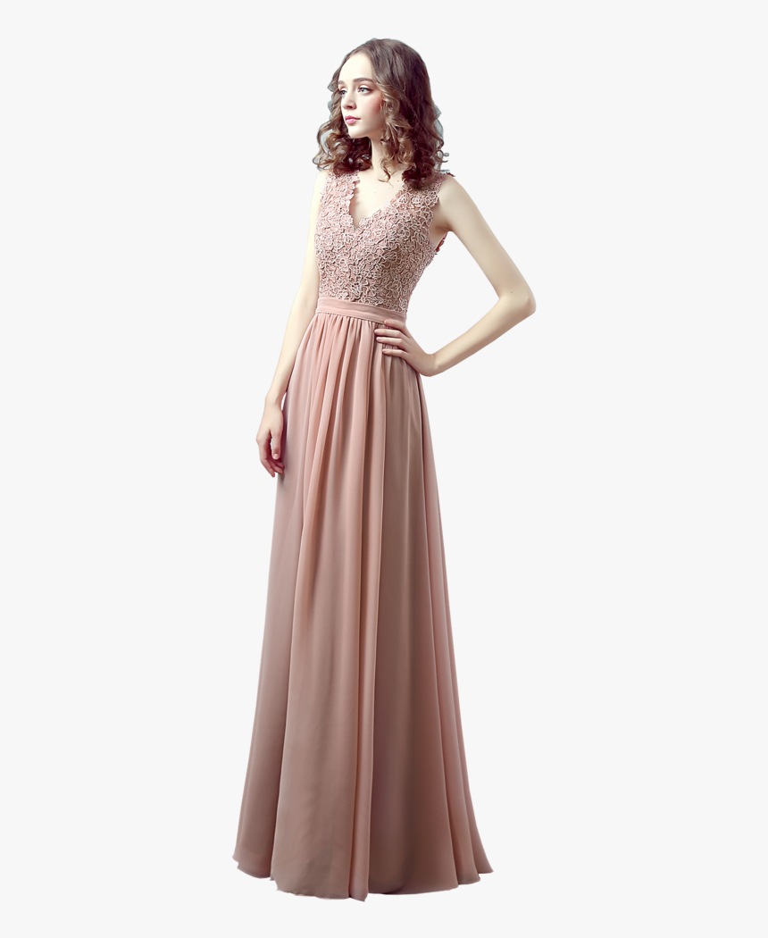 V-neck New Design Chiffon Floor Length Dress Dresses - Gown, HD Png Download