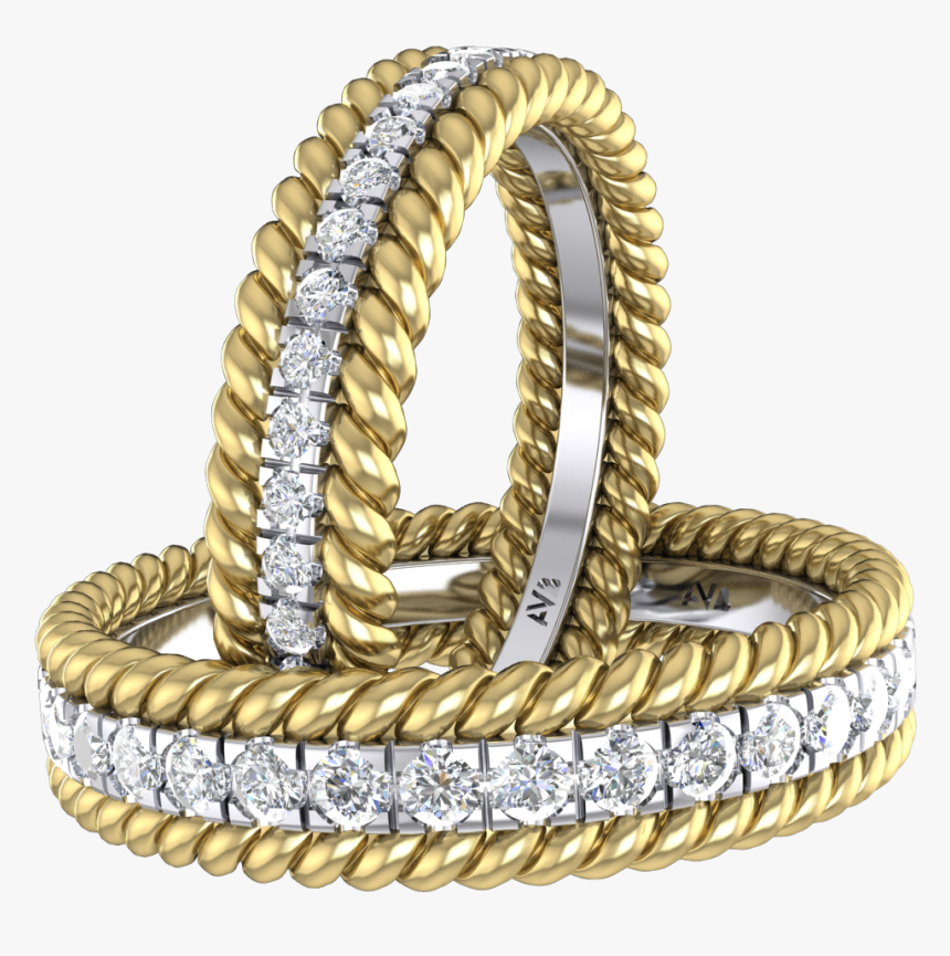 Two Rope Ring With Round Diamonds - Bangle, HD Png Download