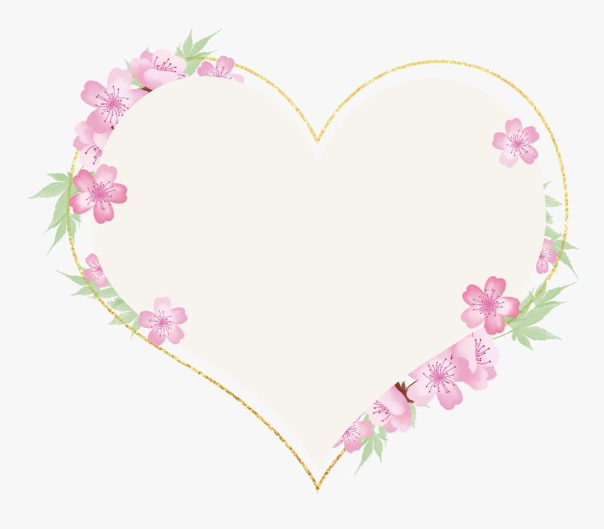 #love #heart #sakura #wreath #golden #geometric #glitter - Heart, HD Png Download