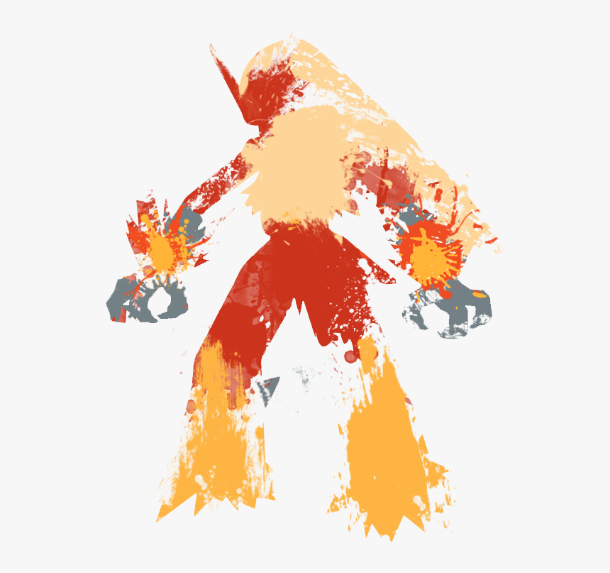 Blaziken Paint Splatter By Hollyshobbies - Illustration, HD Png Download