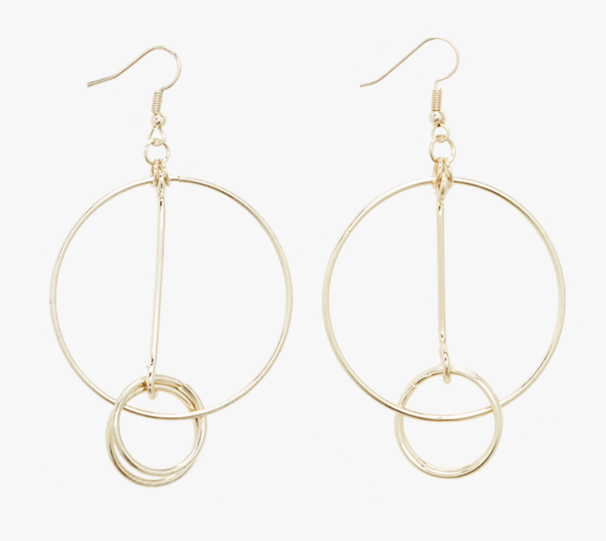 Double Circle Drop Hoops In Colour Gold Earth - Earrings, HD Png Download