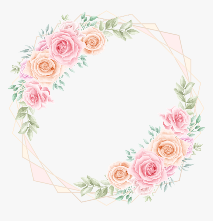 #rose #square #flower #floral #frame #gold #glitter - Garden Roses, HD Png Download