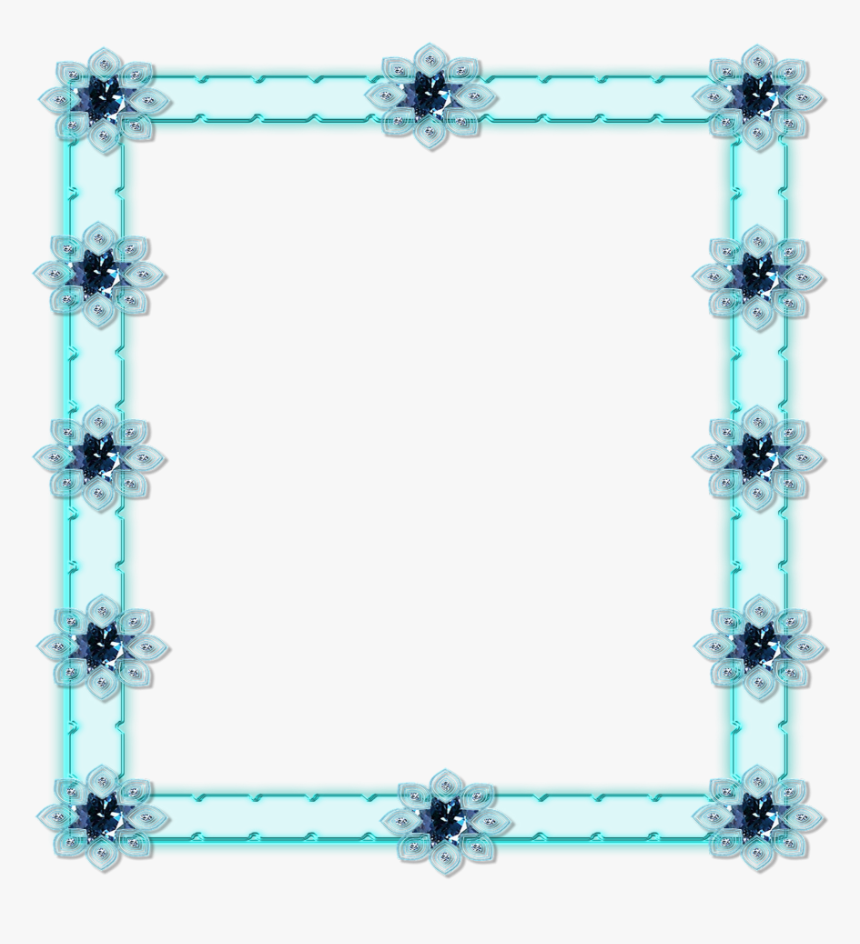 #mq #blue #glitter #flowers #frame #frames - Necklace, HD Png Download