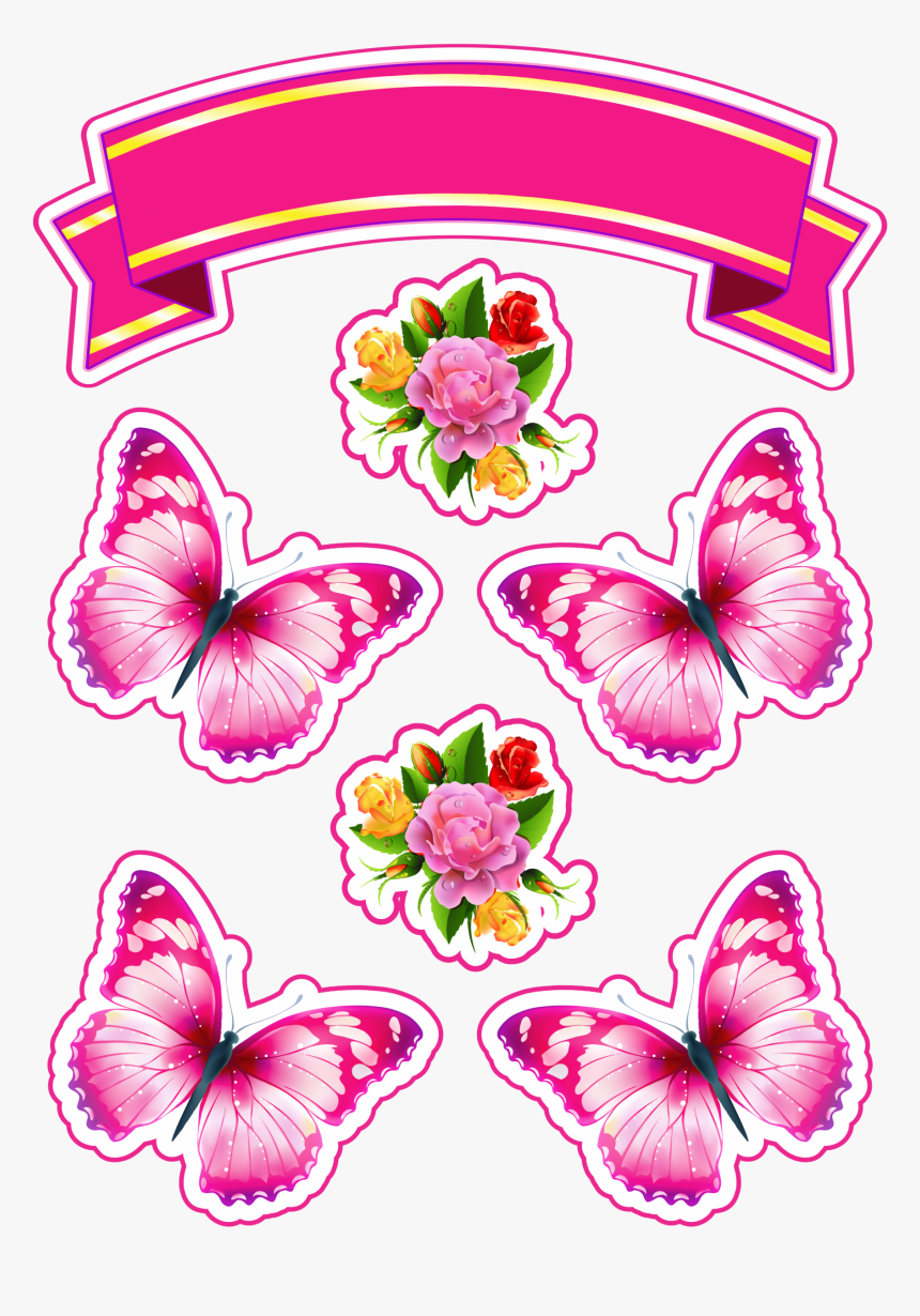 Topo De Bolo Borboleta, HD Png Download