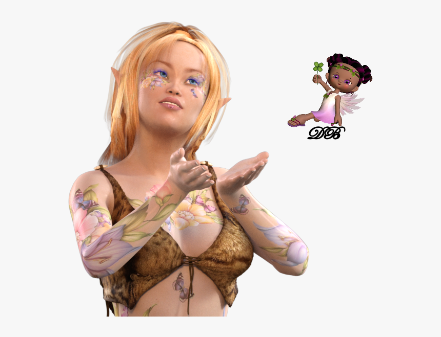Tube Elfe Femme 3d Tatouage Fantasy - Tube Png Fée Cookie, Transparent Png