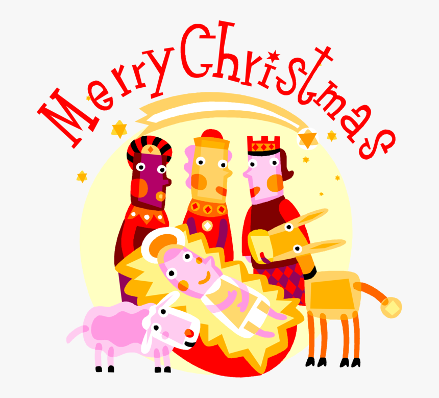 Vector Illustration Of Wise Man Magi Visits Jesus Nativity, - Baby Jesus, HD Png Download