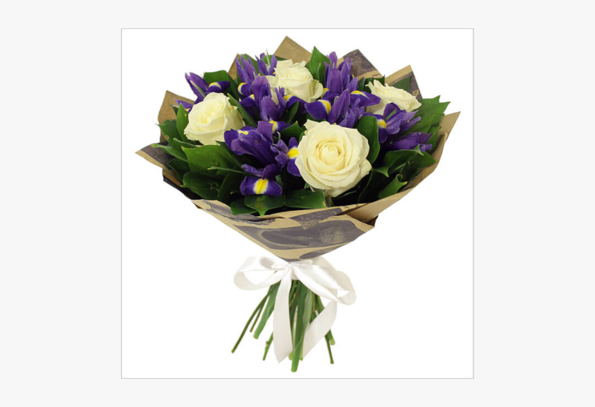 Rose And Iris Bouquet - Букет Ирисы И Розы, HD Png Download