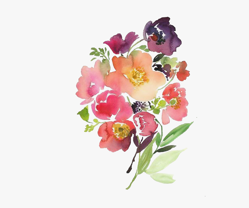 #flower #colorful #pastel #flowerbouquet #illustration - Акварель Букет Открытка, HD Png Download
