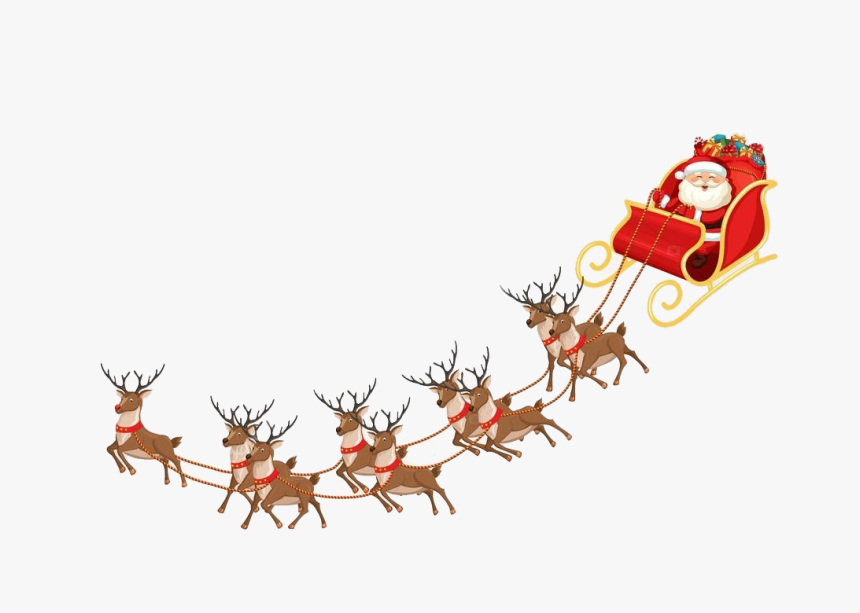 Reindeer Sleigh Png Clipart - Transparent Background Reindeer Clipart, Png Download