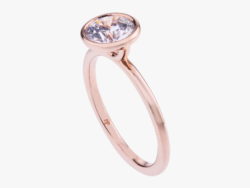 18kt Rose Gold Gold Bezel Set Engagement Ring - Engagement Ring, HD Png Download