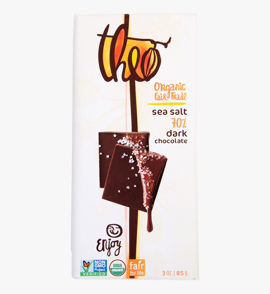 Sea Salt 70% Dark Chocolate - Theo Sea Salt Dark Chocolate, HD Png Download