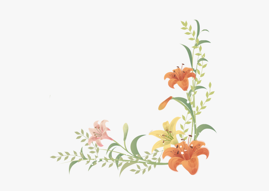 Flowers Borders Peach Png, Transparent Png