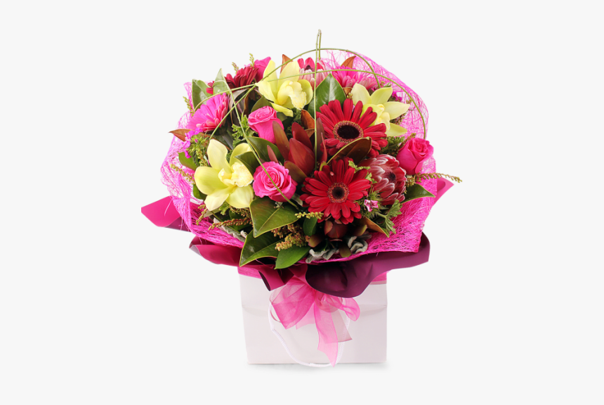 Gerbera Daisies, Proteas, Roses, Tiger Lilies - Bouquet, HD Png Download