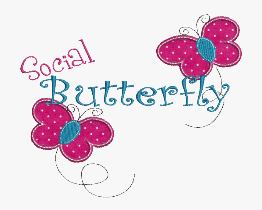 Social Butterfly Applique 5 X - Social Butterfly Clipart, HD Png Download