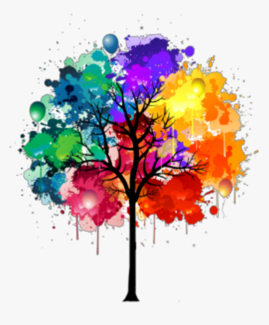 #ftestickers #tree #colors #colorful #colorsplash - Watercolor Ideas Tree, HD Png Download