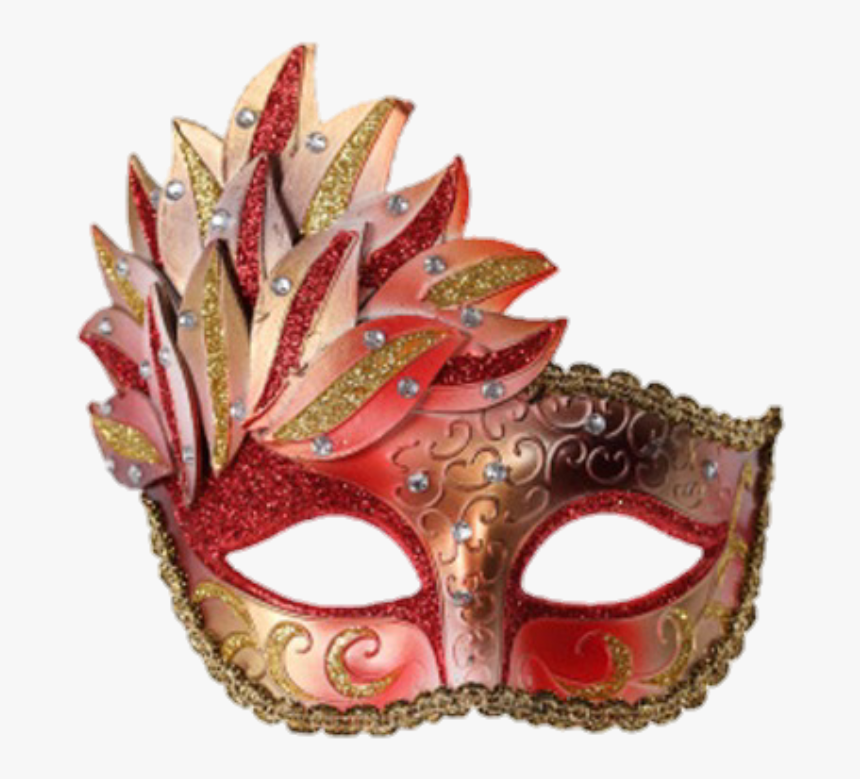 #gold #mardigras #carnival #mask #feathers #red - Pretty Mardi Gras Masks, HD Png Download