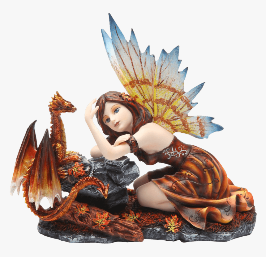 Autumn Fairy With Dragon Statue - Statue, HD Png Download