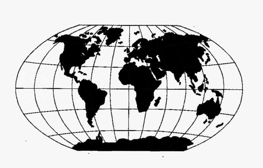 Winkel Tripel - Black And White Map Of The World Transparent, HD Png Download