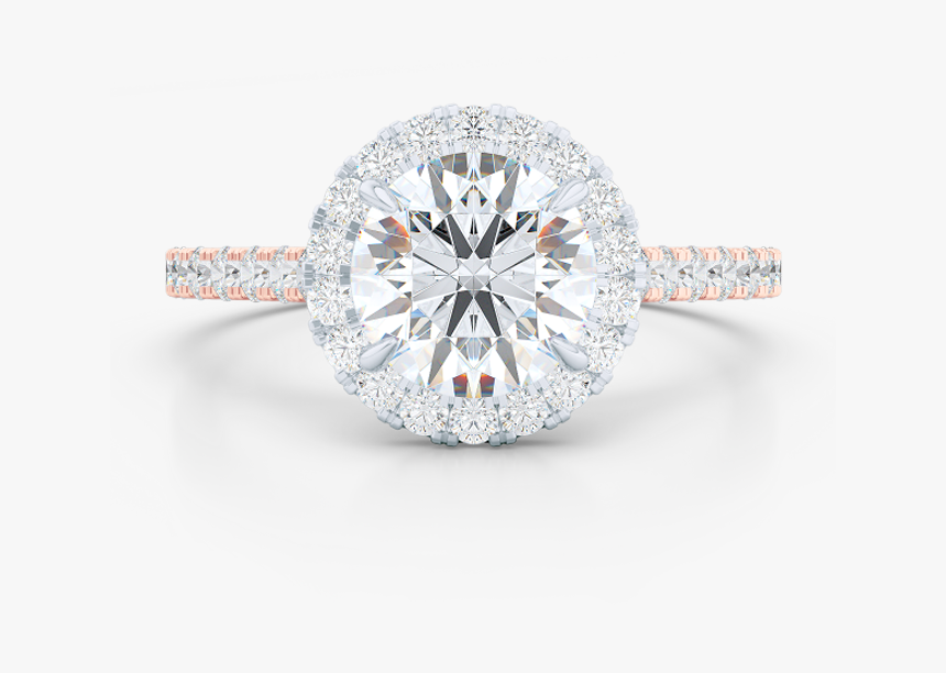 Classic Round Halo Engagement Ring, Hand Fabricated - Pre-engagement Ring, HD Png Download