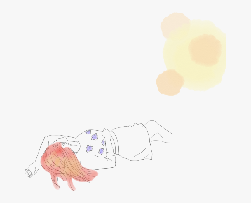 Illustration Of Girl Sleeping Or Draeming With Watercolor - Sketch, HD Png Download