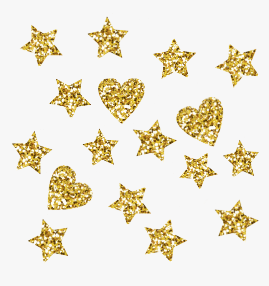#glitter #gold #stars #hearts #madewithpicsart - Motif, HD Png Download