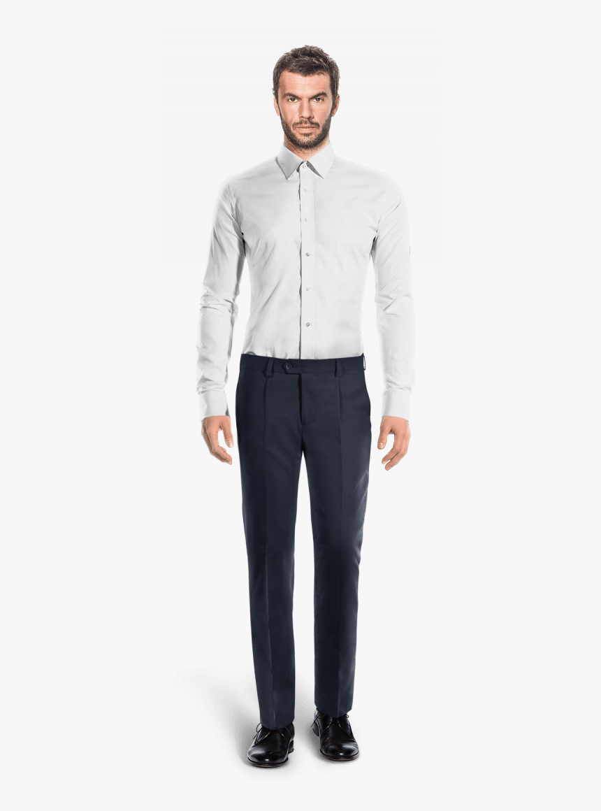 Blue Checked Tweed Pleated Dress Pants 

	 	 Data-width - Camisa Negra Cuello Mao, HD Png Download