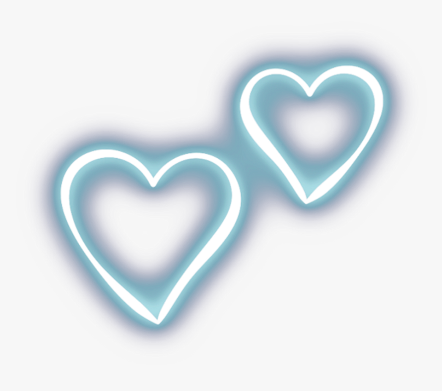 #heart #hearts #lightblue #blue #neon #twohearts #love - Heart, HD Png Download