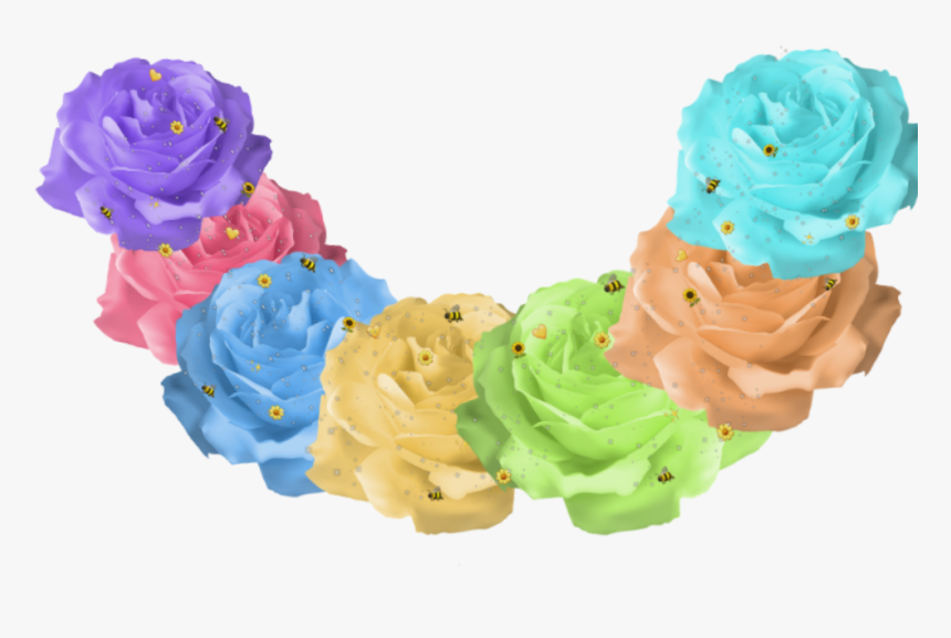 #flower #crown #flowercrown #rainbow #rainbowflower - Roses, HD Png Download