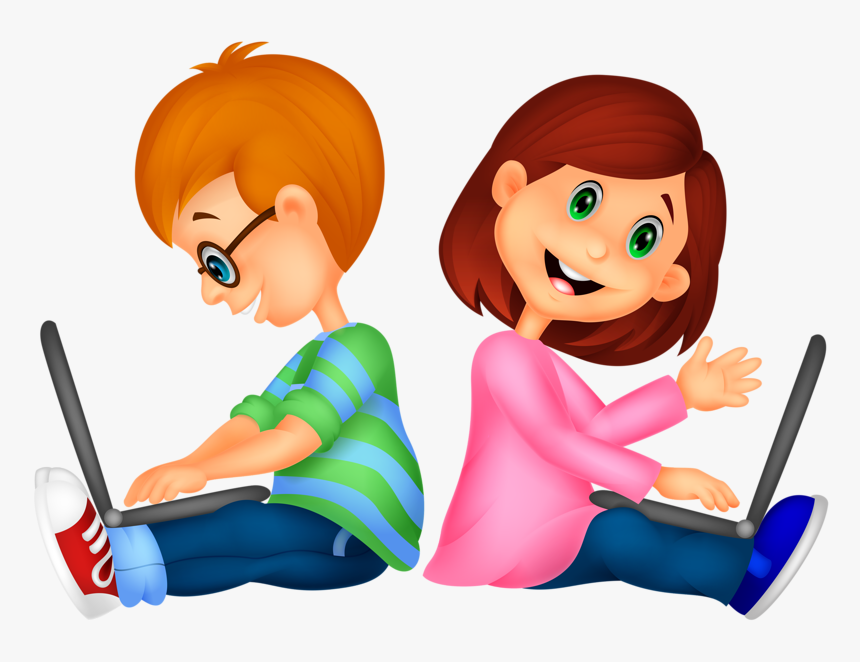 Happy Girl And Boy Cartoon, HD Png Download