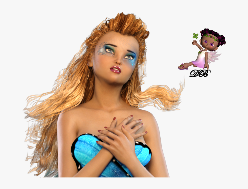 Tube Femme Féerique/fantasy Robe Papillon 3d - Girl, HD Png Download