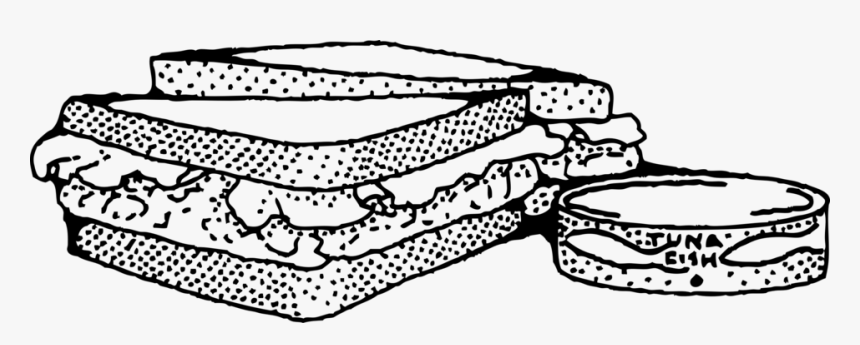 Tuna Fish Clipart Black And White Png Transparent Hamburger - Tuna Sandwich Clip Art, Png Download