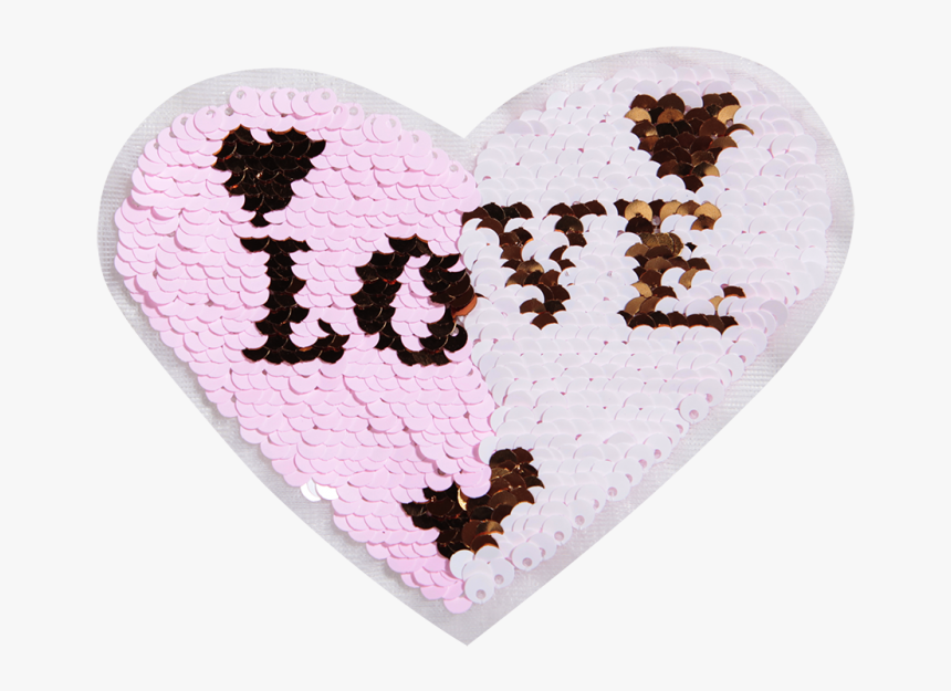 Sequin Reversible Pink Heart With Love In It Patch - Heart, HD Png Download