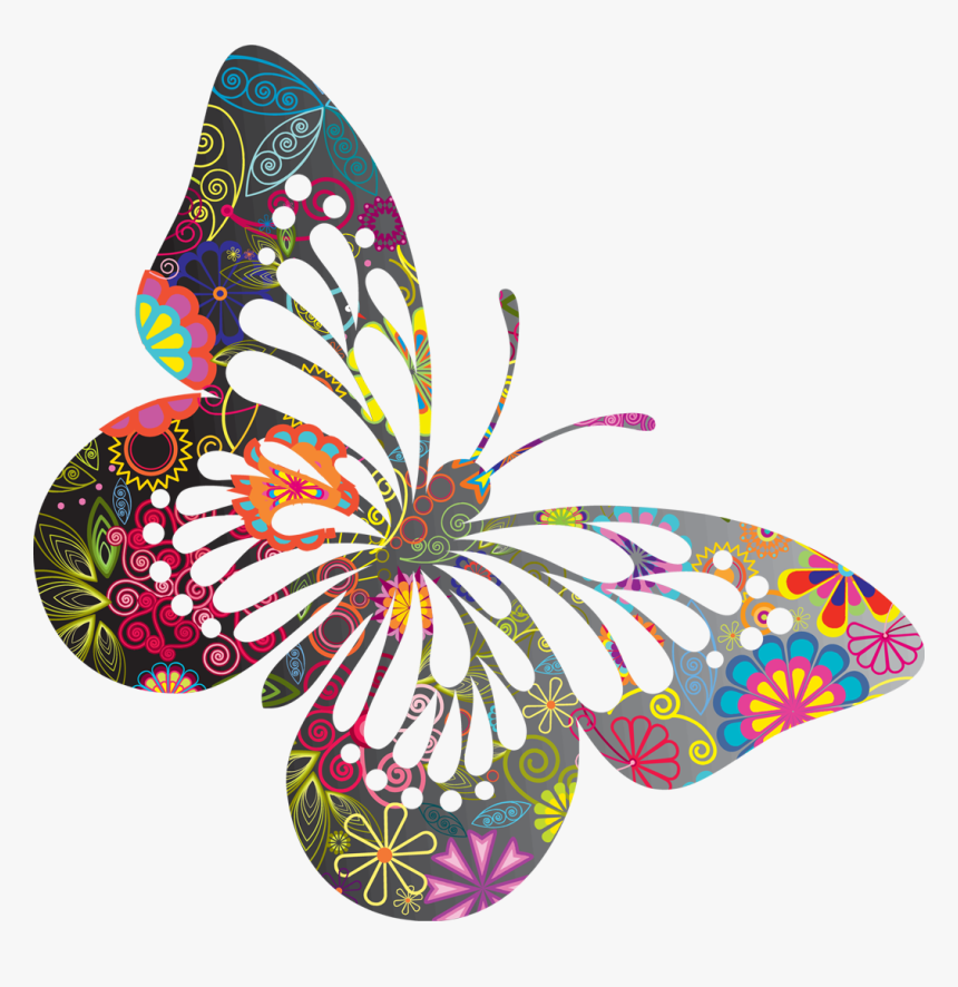 Colorful Butterfly Doodle Art, HD Png Download , Transparent Png Image