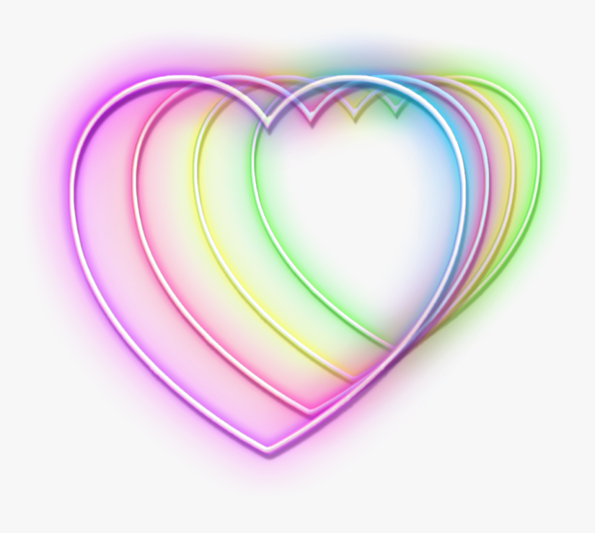 #neon #hearts #neonhearts #colored #coloredhearts - Heart, HD Png Download