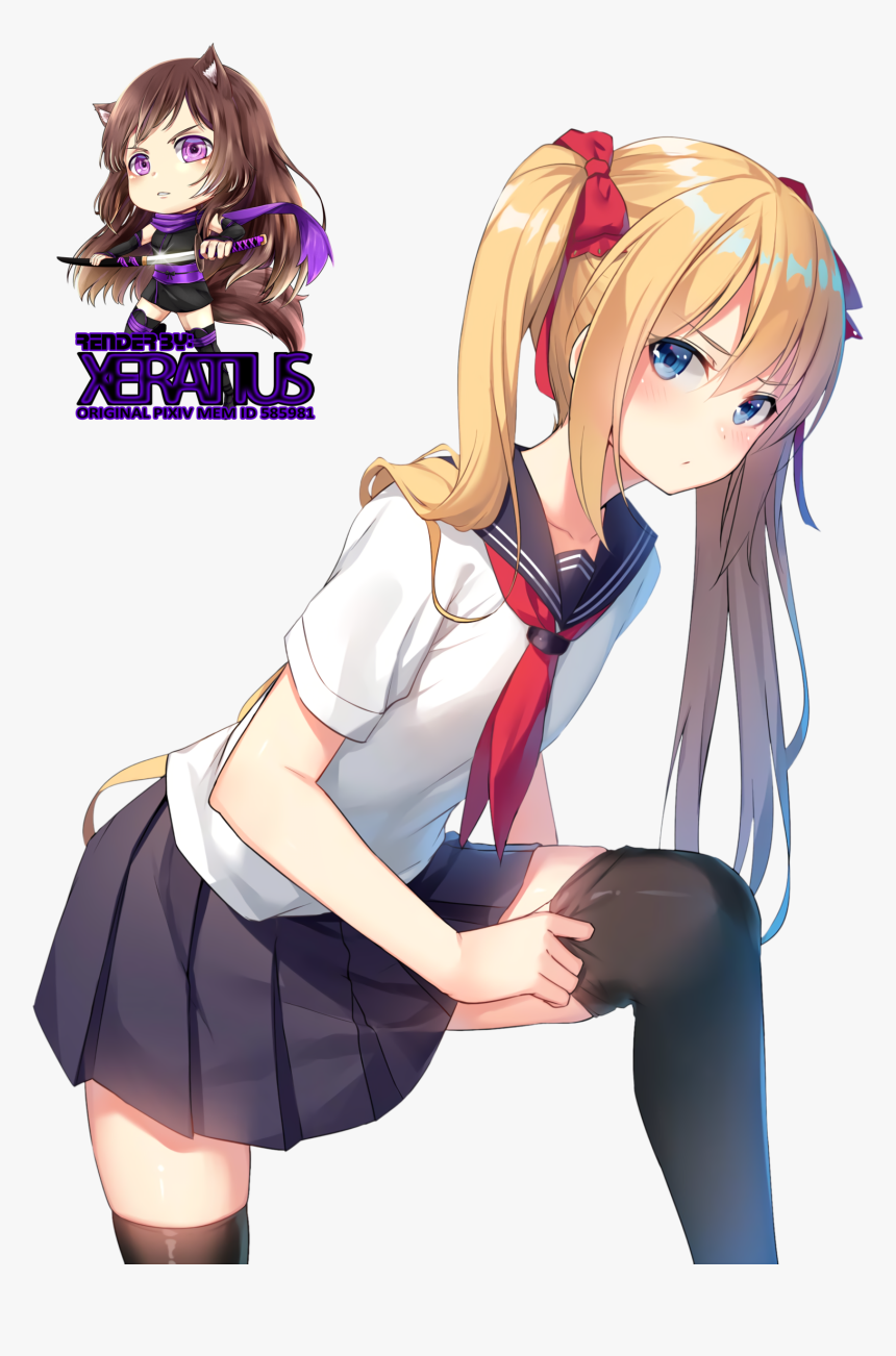 School Girl Anime Render, HD Png Download