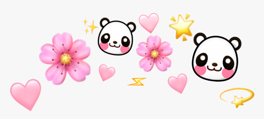 #heart #hearts #kawaii #panda #stars #star #flower - Flower Crown Emoji Png, Transparent Png