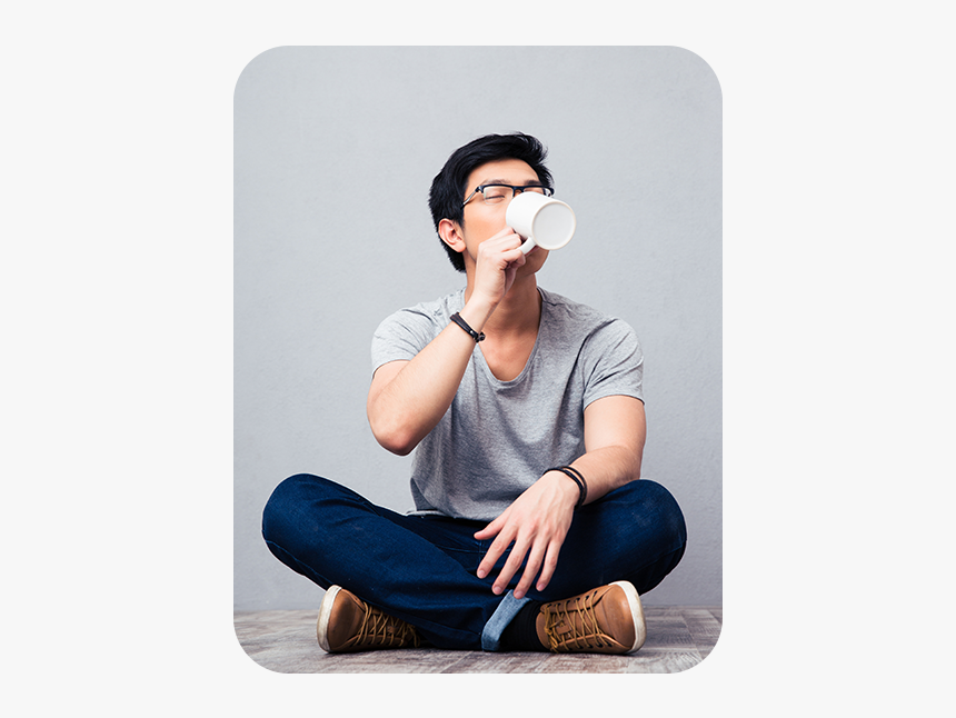 Guy Drinking Coffee - Sitting, HD Png Download