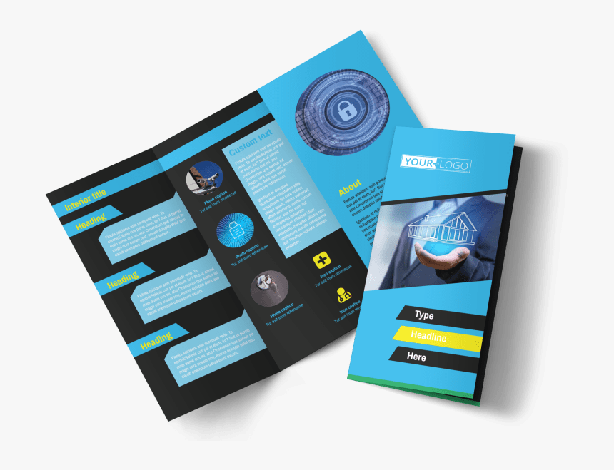 Home Security Service Brochure Template Preview - Brochure Design Tri Fold Png, Transparent Png
