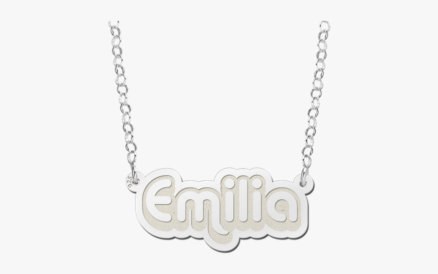 Silver Child Name Necklace Model Emilia - Necklace, HD Png Download