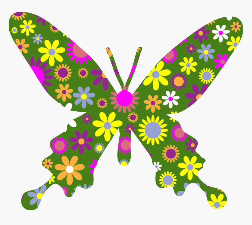 Retro Clipart Butterfly - Clipart Butterflies Pink Colorful Object Art, HD Png Download