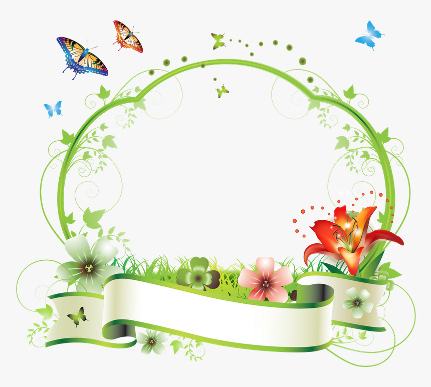 Frame Flower Vector Clipart Borders And Frames Clip - Flower Vector Photo Frame, HD Png Download