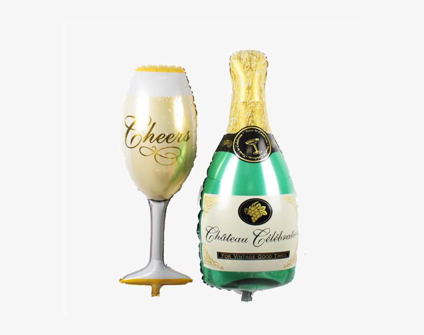Champagne And Glass Balloon 
 Class - Champagne And Glass Balloons, HD Png Download